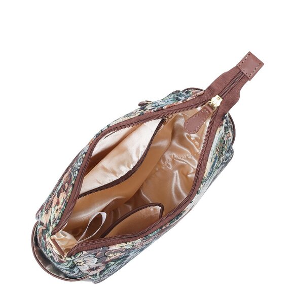 Botanical Pattern Tapestry Fabric Hobo Crossbody Bag for Women, Sling Bag - Picture 5 of 8